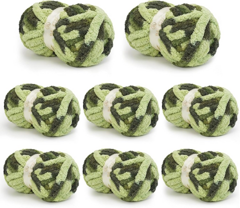 BATELO Chunky Chenille Yarns, 8-Pack Knitting Supplies (8oz/25yds Each) - Soft Fluffy Bulky Yarn for Hand Knitting, Crocheting Projects