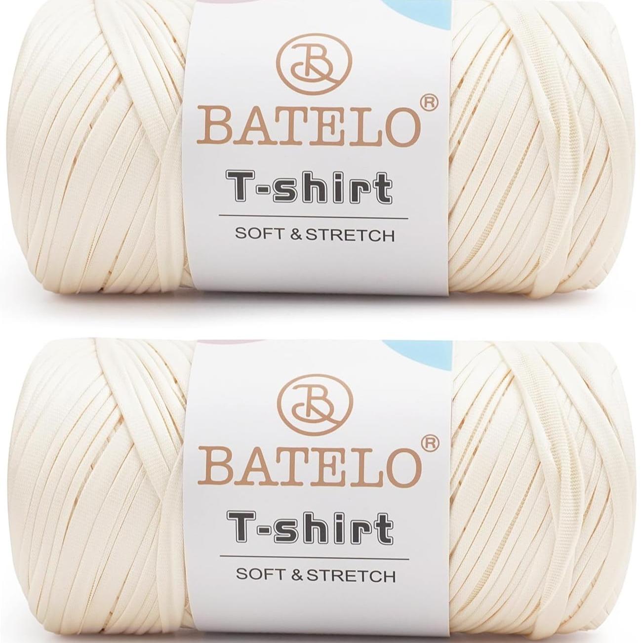 BATELO 2-pack white leather t-shirt yarn balls, soft stretch