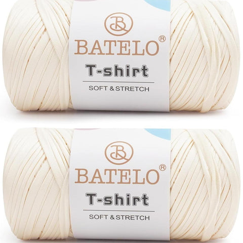 BATELO 2-pack white leather t-shirt yarn balls, soft stretch