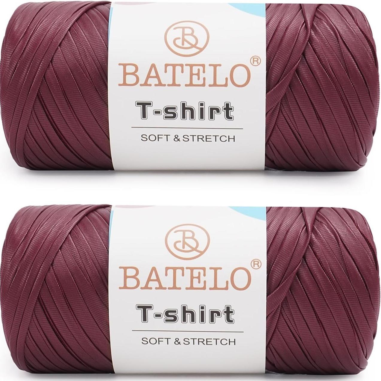 BATELO 2-pack wine red leather t-shirt yarn balls, soft stretch