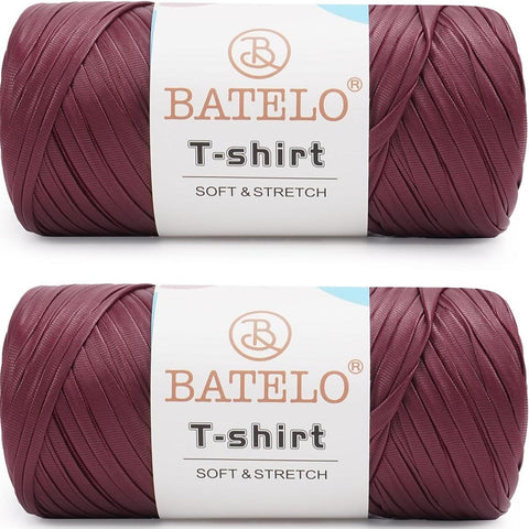 BATELO 2-pack wine red leather t-shirt yarn balls, soft stretch