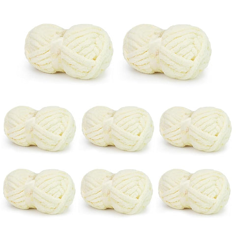 BATELO Chunky Chenille Yarns, 8-Pack Knitting Supplies (8oz/25yds Each) - Soft Fluffy Bulky Yarn for Hand Knitting, Crocheting Projects